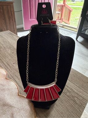 Paparazzi Red Enamel Fan Pendant Necklace
